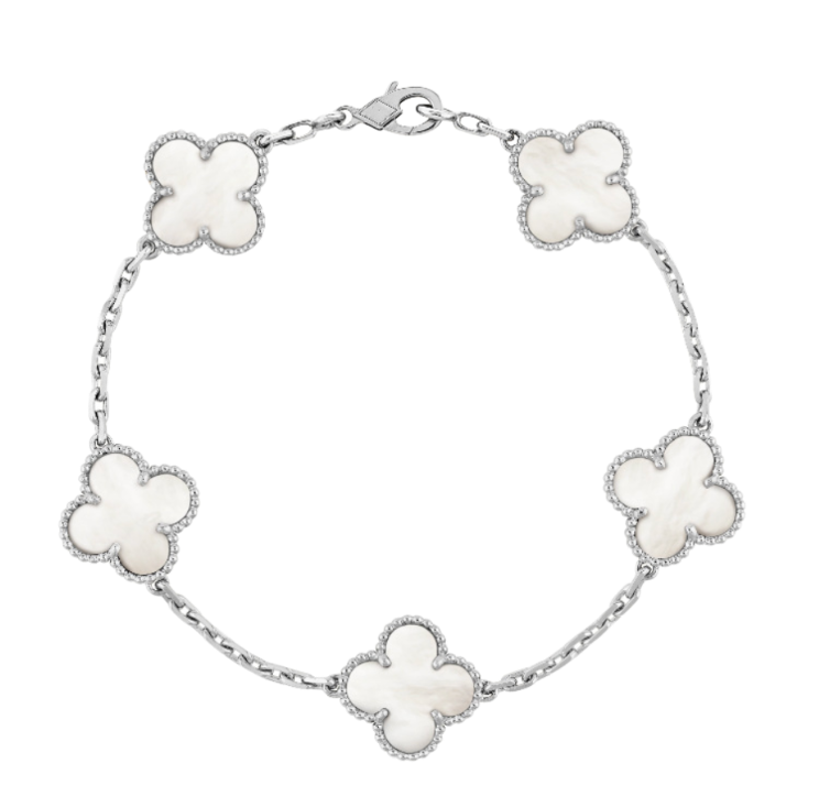 CLOVER | ZILVER/WIT ARMBAND
