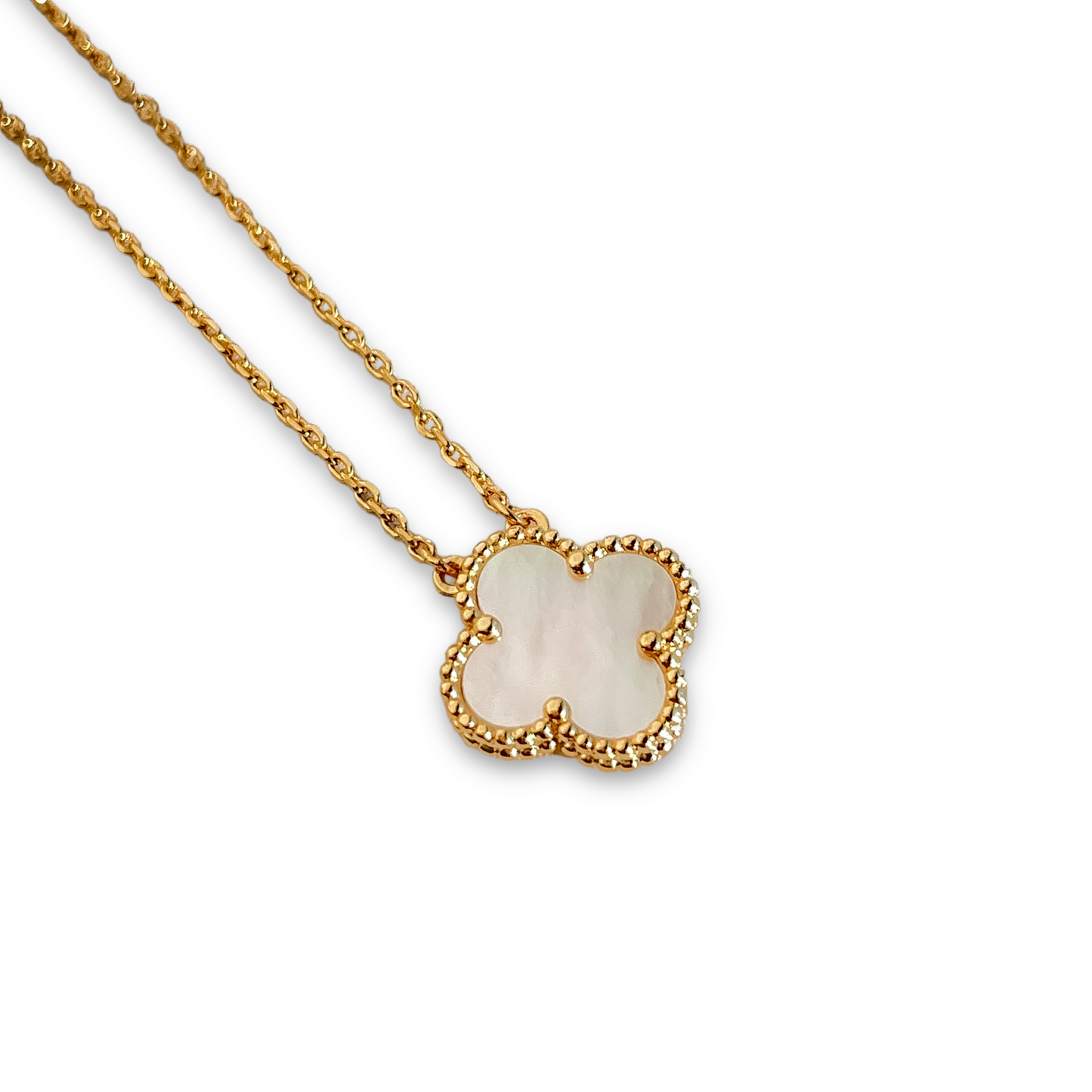 CLOVER | GOUD/WIT KETTING