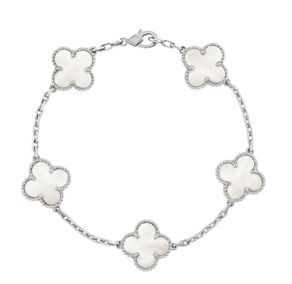 CLOVER | ZILVER/WIT ARMBAND