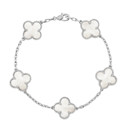 CLOVER | ZILVER/WIT ARMBAND